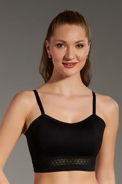 Balensiz Dikişsiz Lazer Çıkarılabilir Pedli Sütyen C26135 Siyah