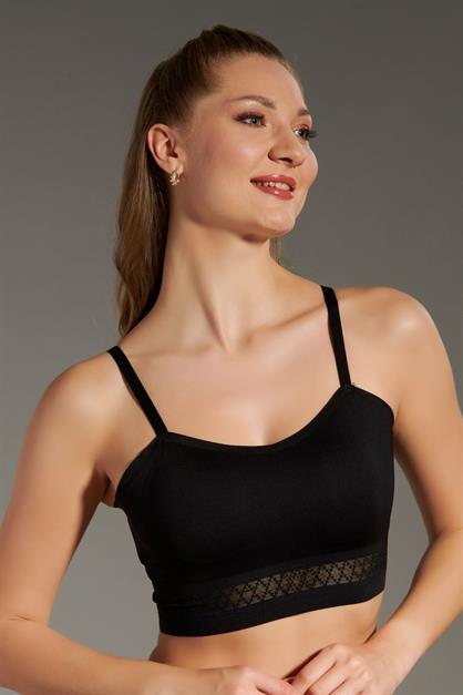 Balensiz Dikişsiz Lazer Çıkarılabilir Pedli Sütyen C26135 Siyah