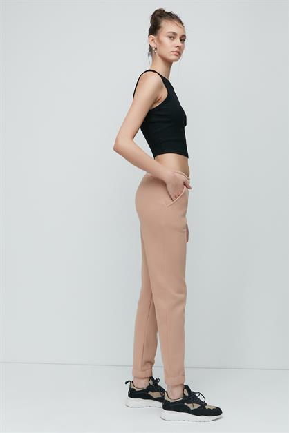 C&City Lastikli Paça Yandan Cepli Eşofman Altı 902 Krem