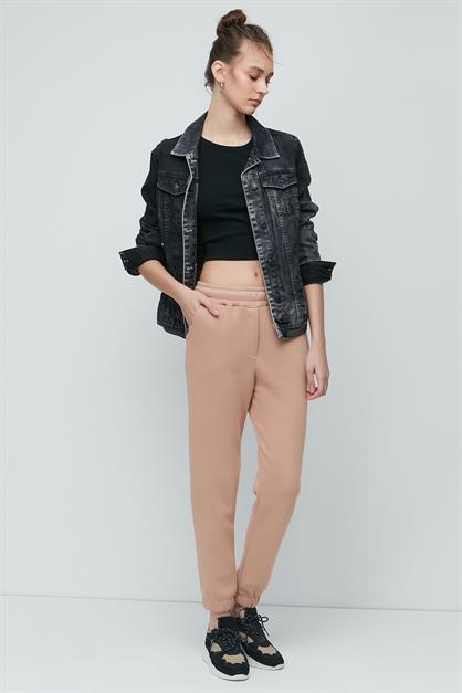 C&City Lastikli Paça Yandan Cepli Eşofman Altı 902 Krem