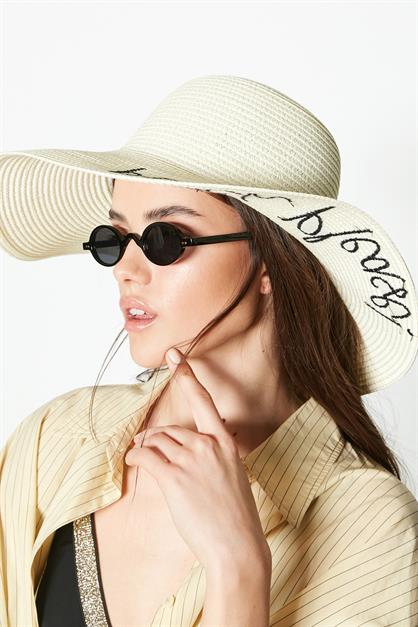 C&City Beach Please Hasır Plaj Şapkası Y8203 Krem
