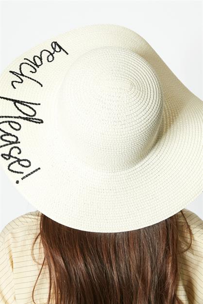 C&City Beach Please Hasır Plaj Şapkası Y8203 Krem