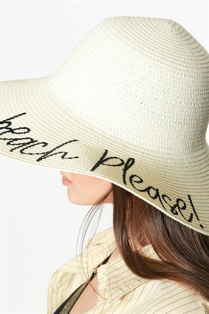C&City Beach Please Hasır Plaj Şapkası Y8203 Krem