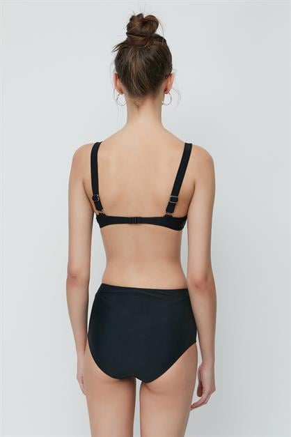 C&City Bitişik Üçgen Yüksek Bel Bikini Takım 3114 Siyah