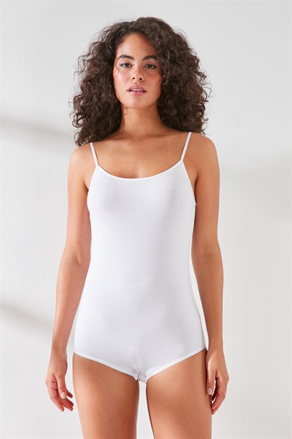 C&City C11415 Kadın Modal Cotton Çıtçıtlı İnce Askılı Atlet Beyaz