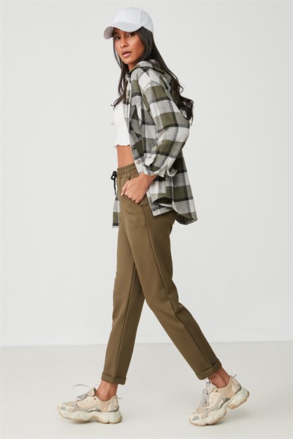 C&City Duble Paça Patlı Pantolon Eşofman Altı 807 Haki