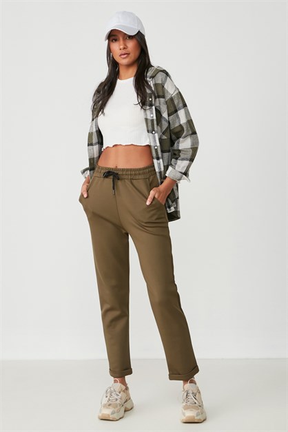 C&City Duble Paça Patlı Pantolon Eşofman Altı 807 Haki
