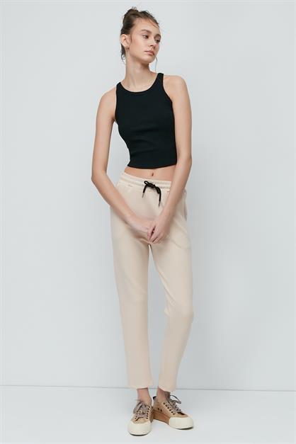 C&City Düz Paça Yandan Cepli Eşofman Altı 801 Krem