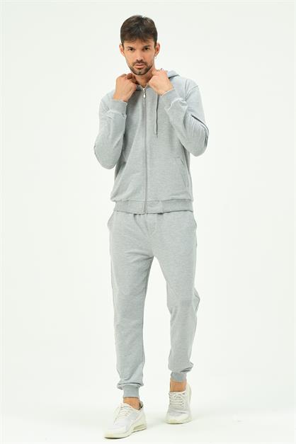 C&City Men Hooded Front Zippered Cuffed Leg Tracksuit 8702