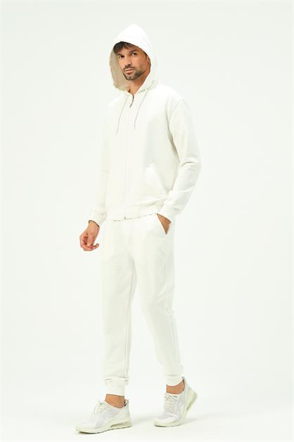 C&City Men Hooded Front Zippered Cuffed Leg Tracksuit 8702