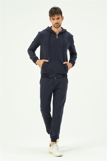 C&City Men Hooded Front Zippered Cuffed Leg Tracksuit 8702