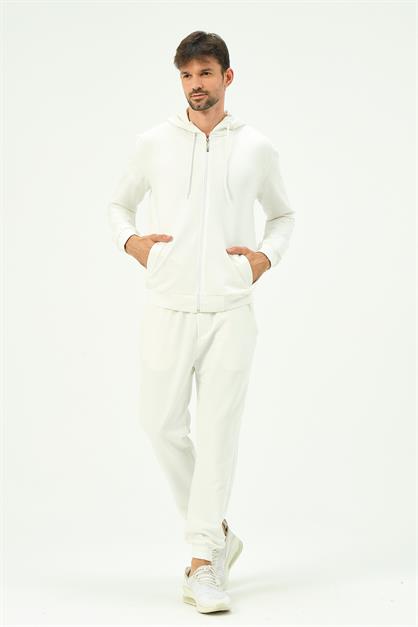 C&City Men Hooded Front Zippered Cuffed Leg Tracksuit 8702