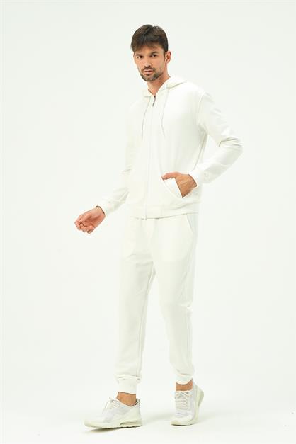 C&City Men Hooded Front Zippered Cuffed Leg Tracksuit 8702