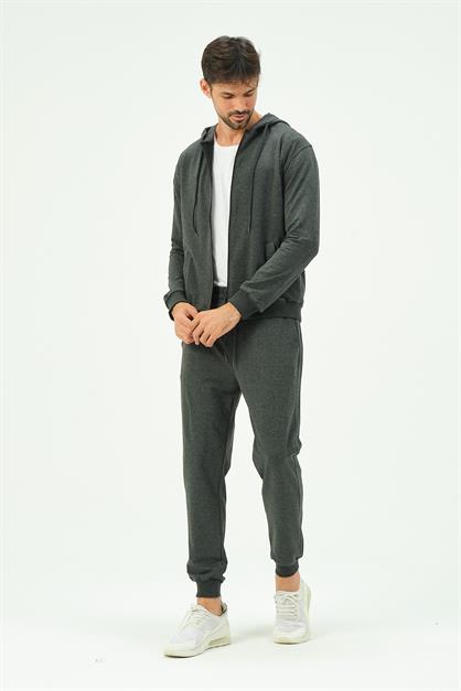 C&City Men Hooded Front Zippered Cuffed Leg Tracksuit 8702
