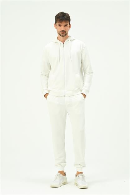 C&City Men Hooded Front Zippered Cuffed Leg Tracksuit 8702