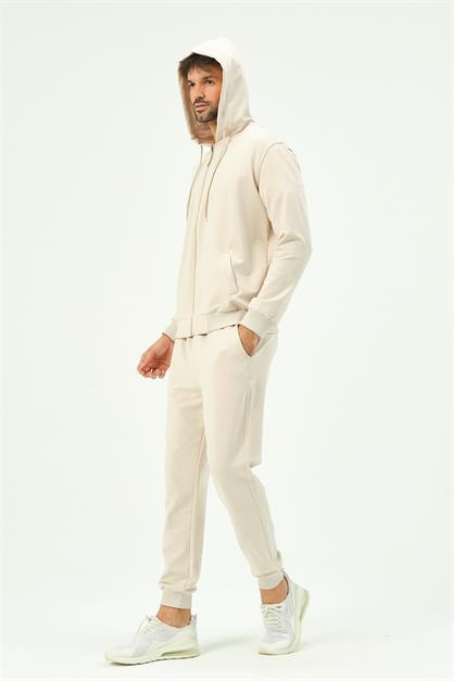 C&City Men Hooded Front Zippered Cuffed Leg Tracksuit 8702