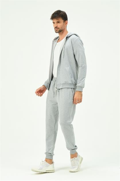 C&City Men Hooded Front Zippered Cuffed Leg Tracksuit 8702