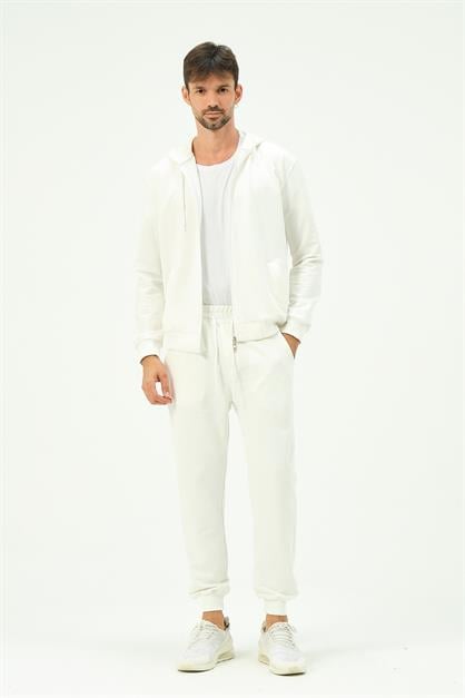 C&City Men Hooded Front Zippered Cuffed Leg Tracksuit 8702