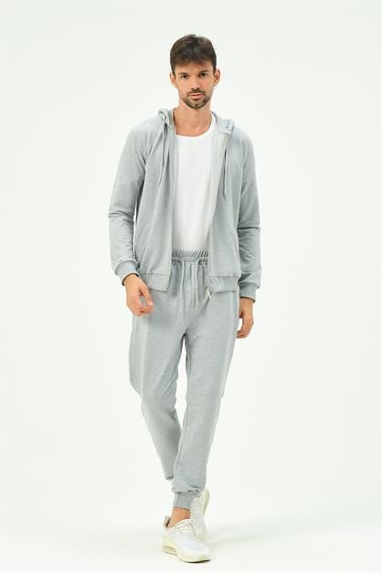 C&City Men Hooded Front Zippered Cuffed Leg Tracksuit 8702