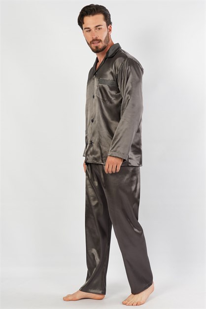 C&City Erkek Uzun Kol Pijama Takım 1053230448 Füme