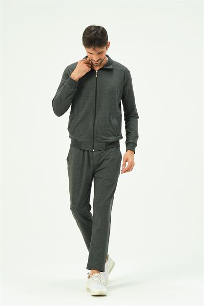 C&City Men Collared Front Zippered Straight Leg Tracksuit 8701
