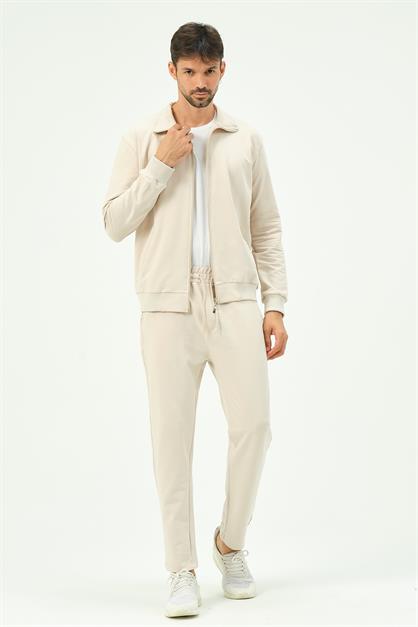 C&City Men Collared Front Zippered Straight Leg Tracksuit 8701