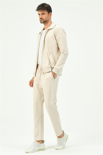 C&City Men Collared Front Zippered Straight Leg Tracksuit 8701