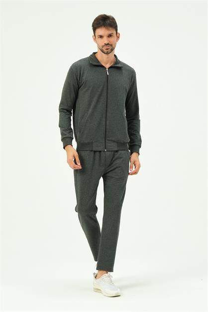 C&City Men Collared Front Zippered Straight Leg Tracksuit 8701