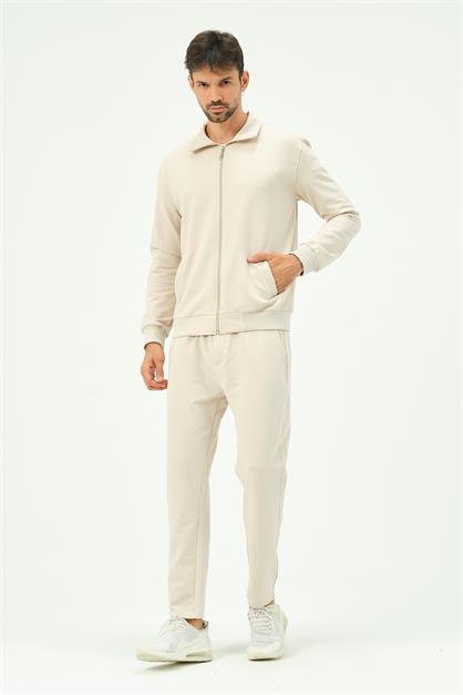C&City Men Collared Front Zippered Straight Leg Tracksuit 8701