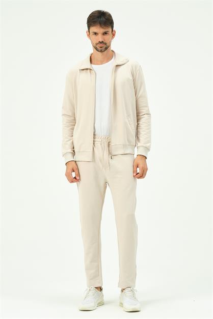 C&City Men Collared Front Zippered Straight Leg Tracksuit 8701