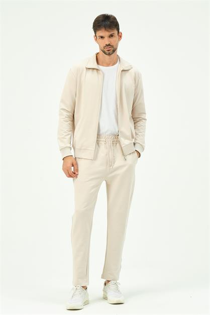 C&City Men Collared Front Zippered Straight Leg Tracksuit 8701