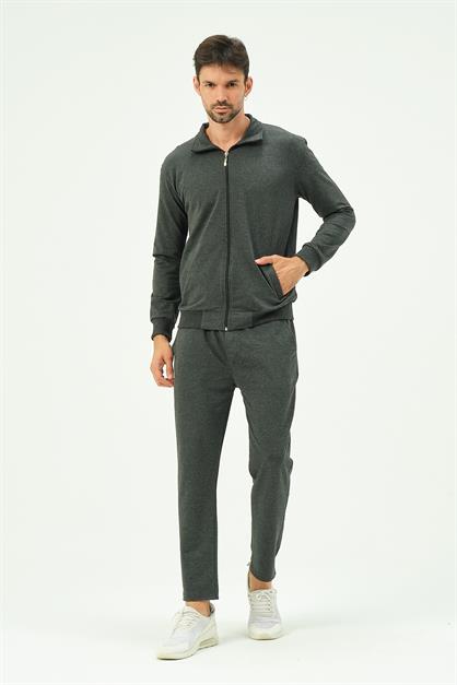 C&City Men Collared Front Zippered Straight Leg Tracksuit 8701