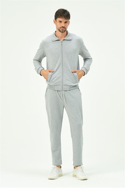 C&City Men Collared Front Zippered Straight Leg Tracksuit 8701