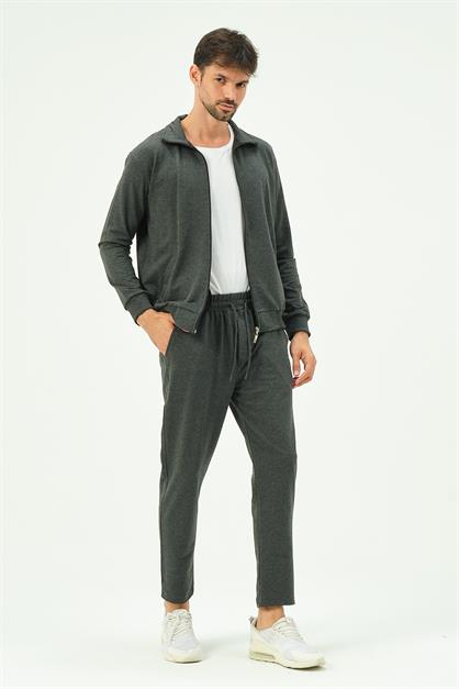 C&City Men Collared Front Zippered Straight Leg Tracksuit 8701