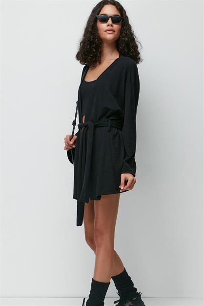 Fitilli 3 lü Sabahlık Takım 9136 Siyah