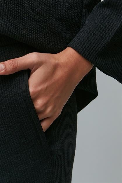 C&City Ribbed Pocket T-Shirt and Flared Trousers Set 9132