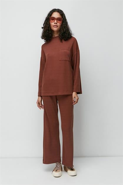 C&City Ribbed Pocket T-Shirt and Flared Trousers Set 9132