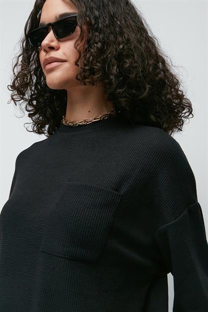 C&City Ribbed Pocket T-Shirt and Flared Trousers Set 9132