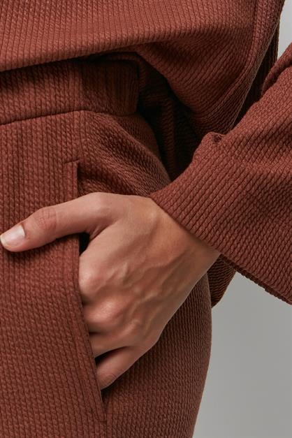 C&City Ribbed Pocket T-Shirt and Flared Trousers Set 9132