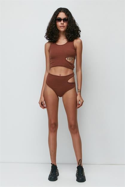 C&City Ribbed Low-cut Crop Panty Set 9135