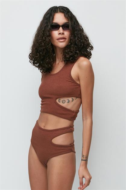 C&City Ribbed Low-cut Crop Panty Set 9135