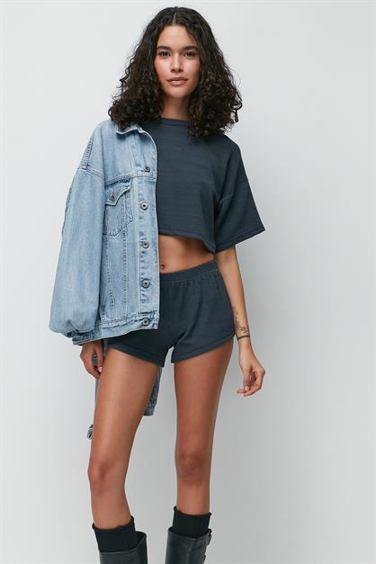 C&City Ribbed Short Sleeve T-Shirt Shorts Set 9137