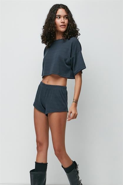 C&City Ribbed Short Sleeve T-Shirt Shorts Set 9137