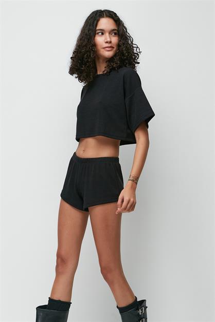 C&City Ribbed Short Sleeve T-Shirt Shorts Set 9137