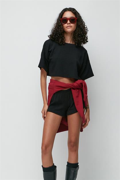 C&City Ribbed Short Sleeve T-Shirt Shorts Set 9137