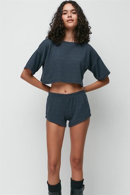 C&City Ribbed Short Sleeve T-Shirt Shorts Set 9137