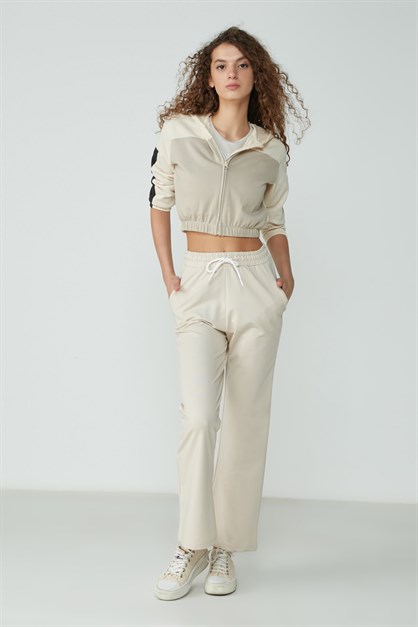 C&City İspanyol Paça Yandan Cepli Eşofman Altı 736 Taş