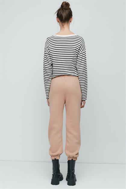 C&City Bol Kesim Listikli Paça Yandan Cepli Eşofman Altı 906 Krem