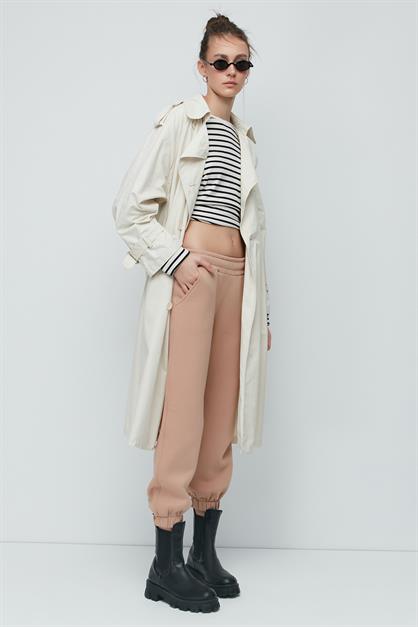 C&City Bol Kesim Listikli Paça Yandan Cepli Eşofman Altı 906 Krem