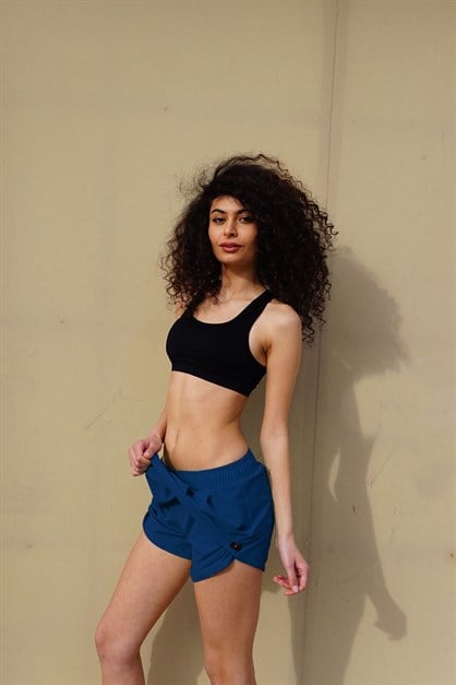 C&City Kadın Likralı Deniz Şort C1810 lacivert